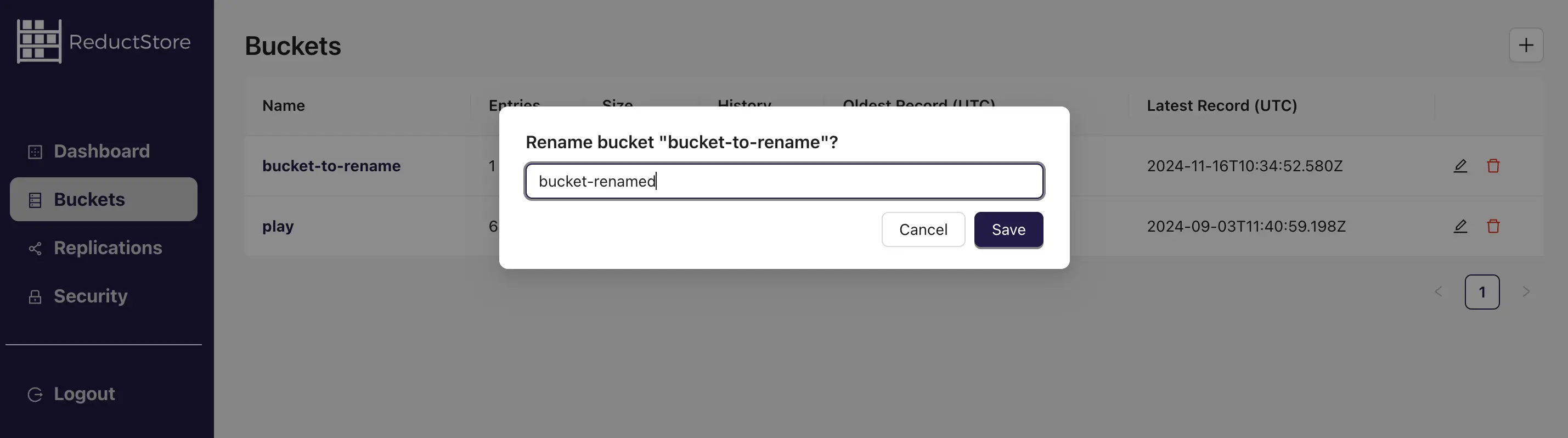 Remove a bucket with Web Console