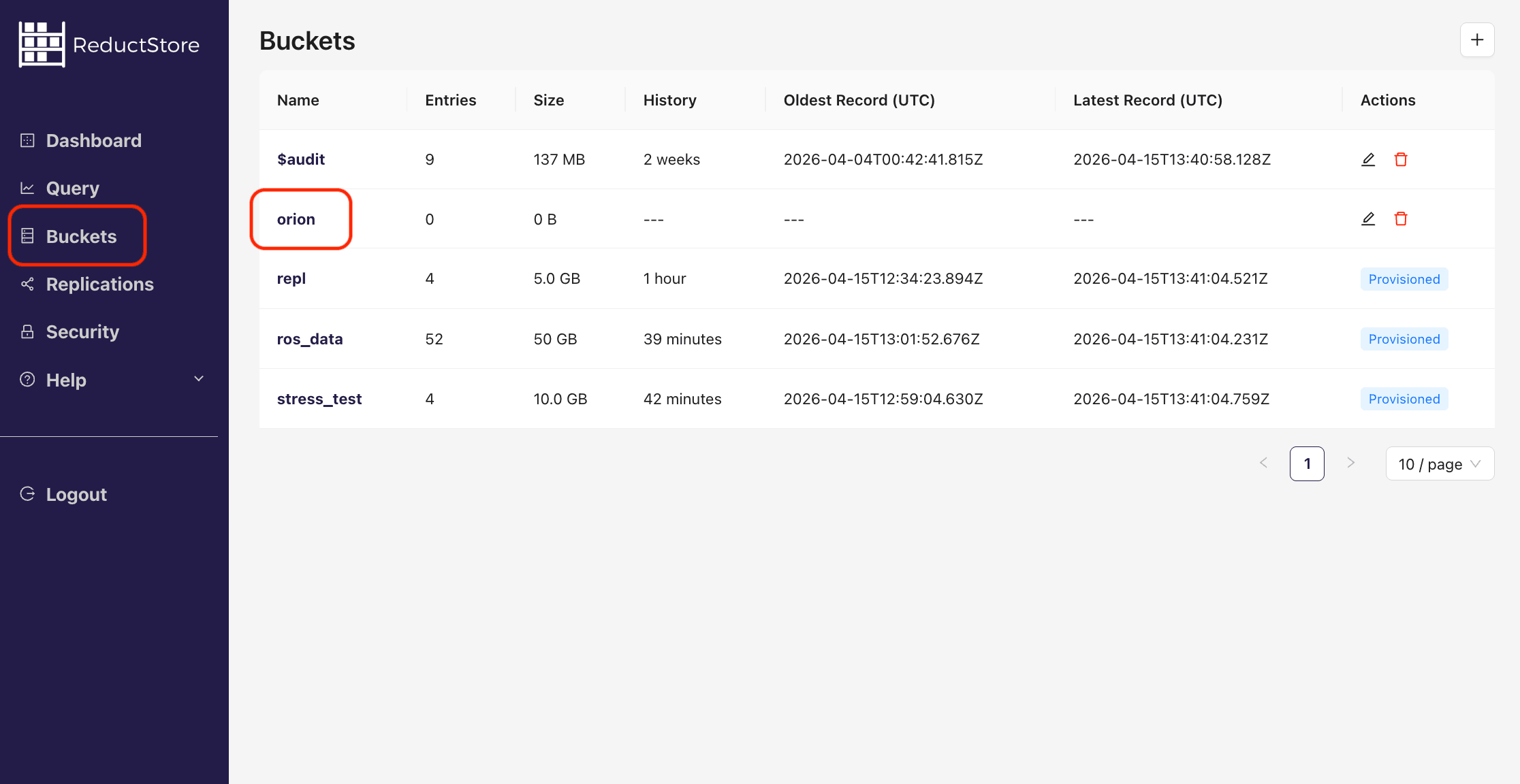 Browse buckets with Web Console