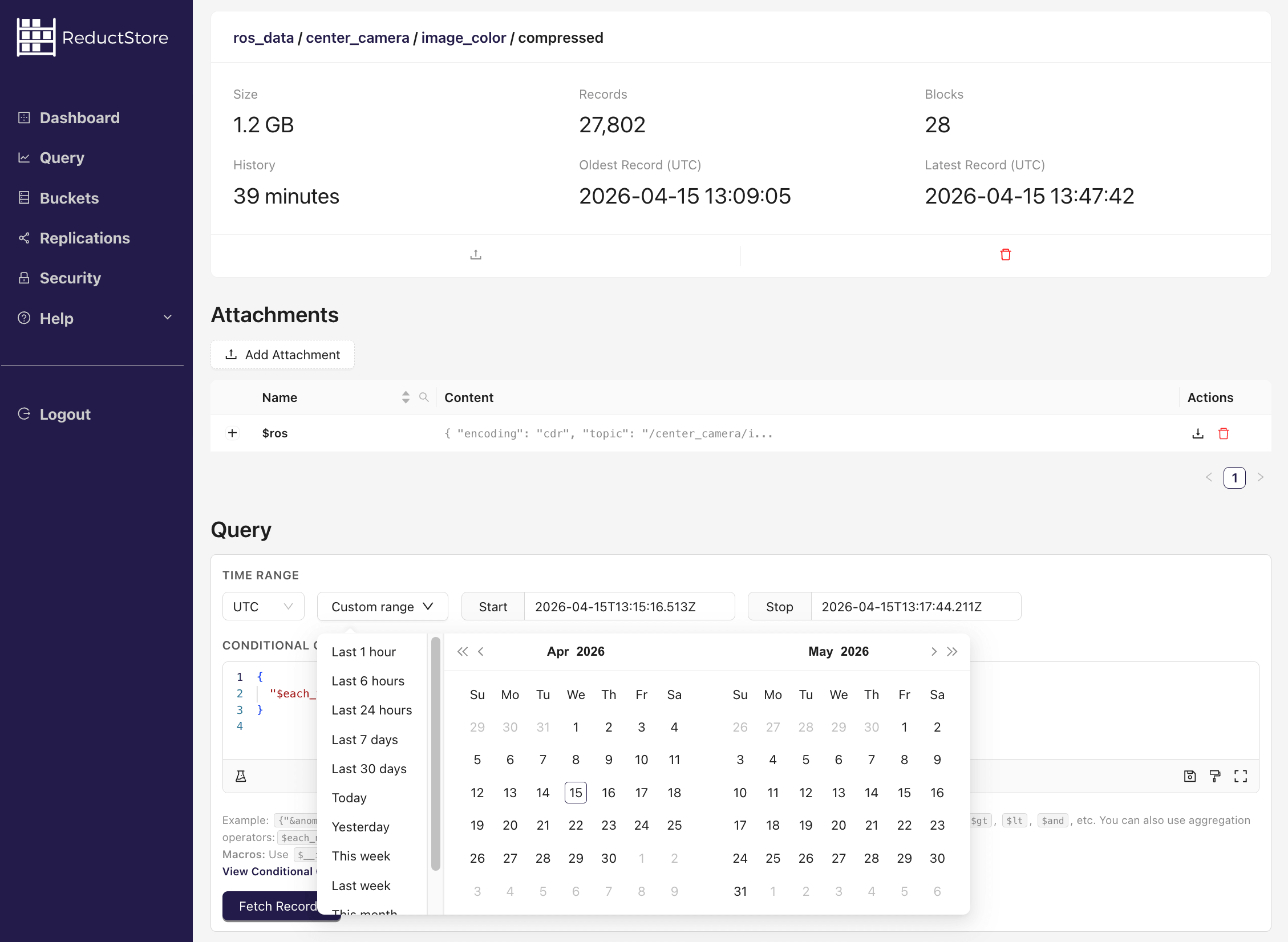Time preset in Web Console