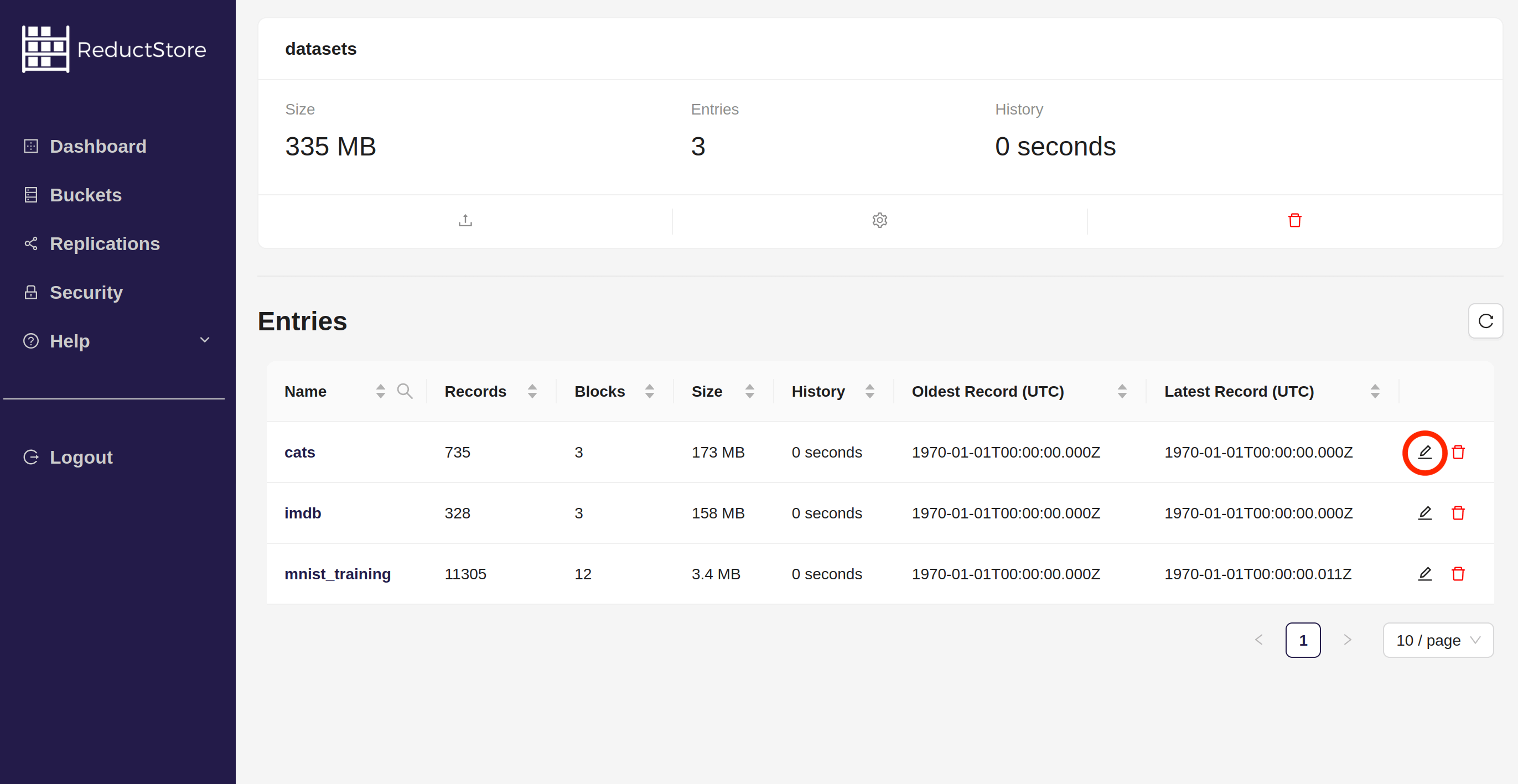 Edit entry with Web Console