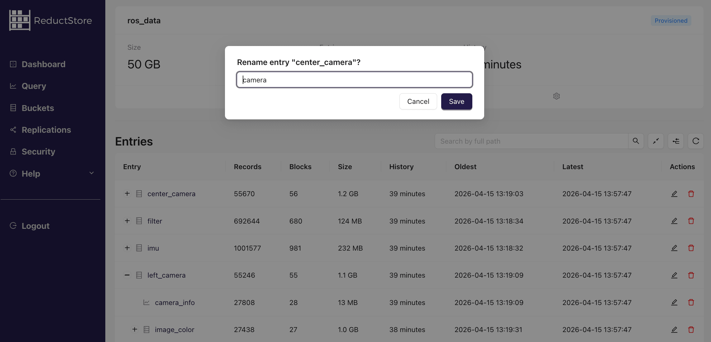 Save entry name with Web Console