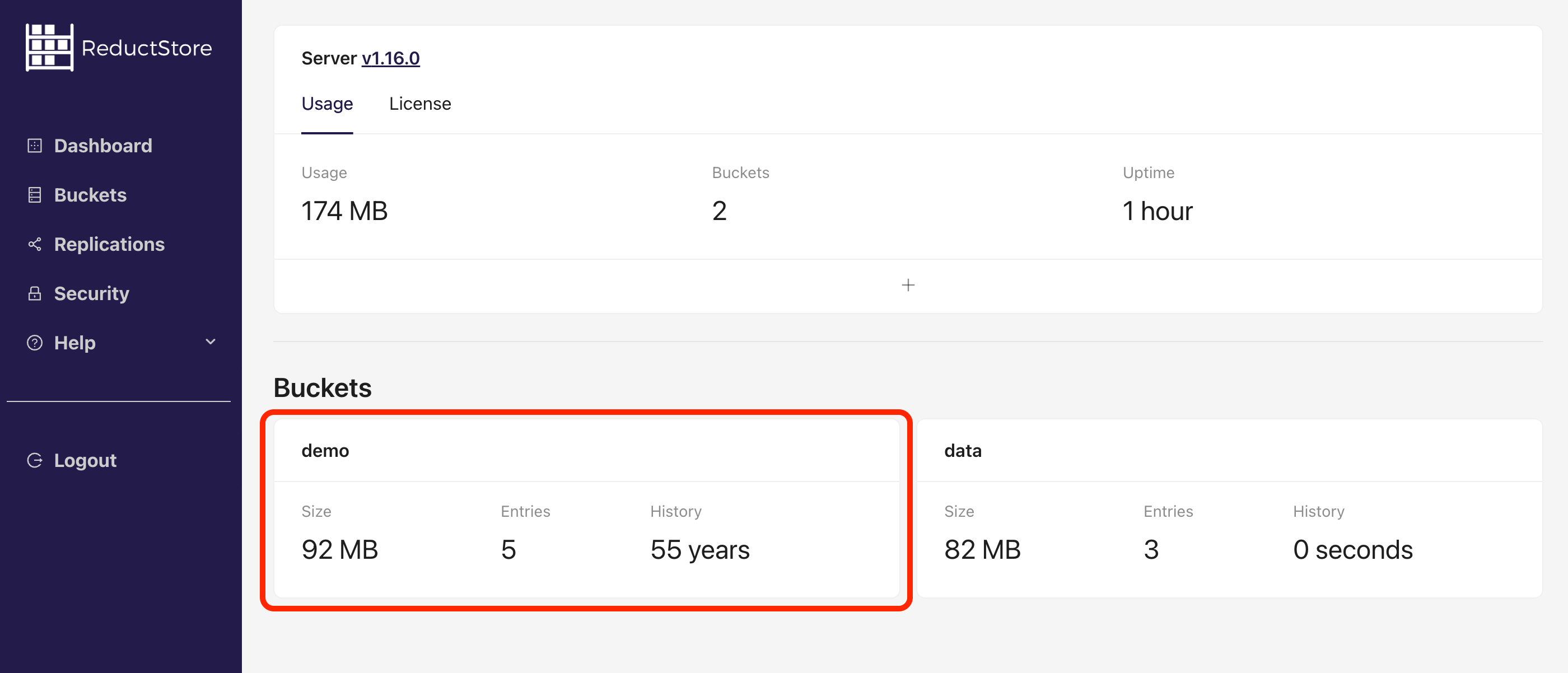 Browse buckets with Web Console