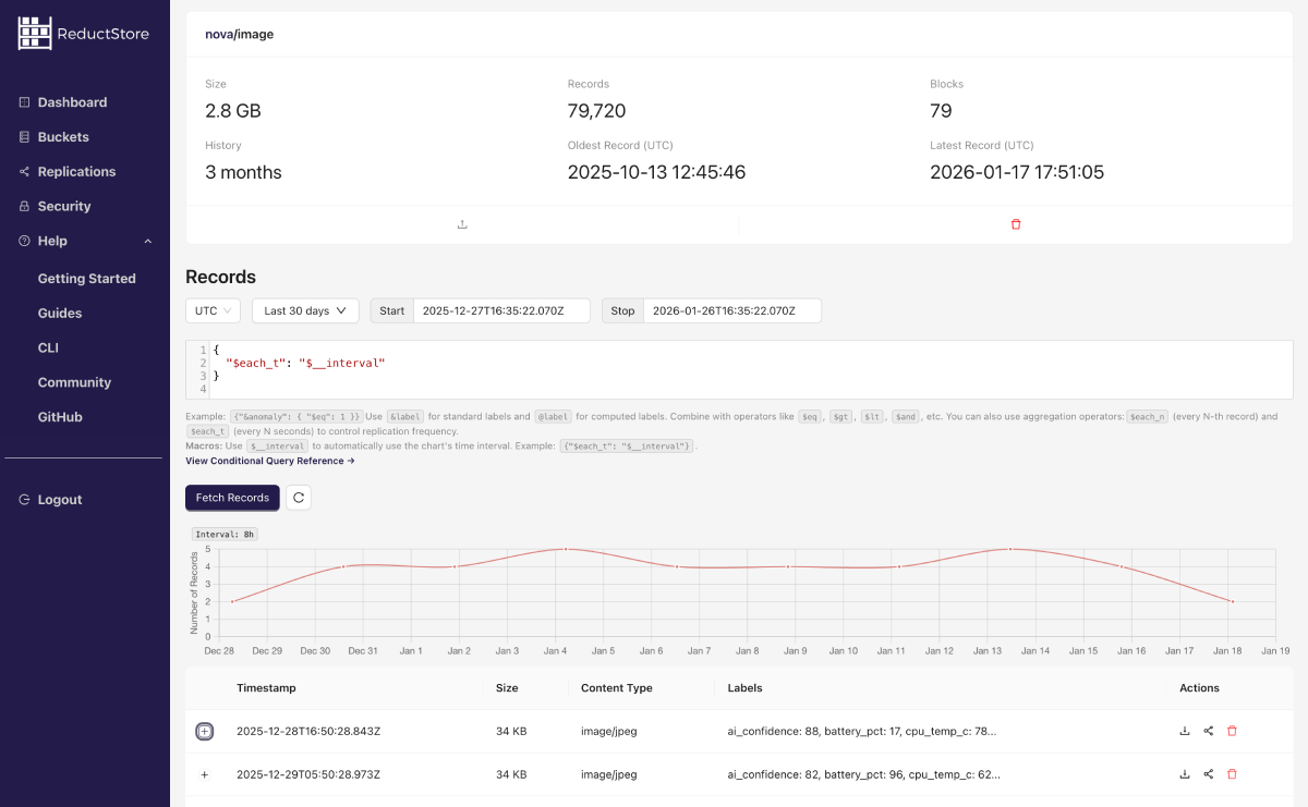 ReductStore Web Console
